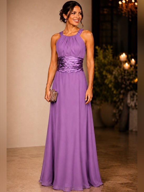 David's Bridal Dresses & Skirts - David’s Bridal Lilac Chiffon Formal Gown Draped Back Tie Dress 18